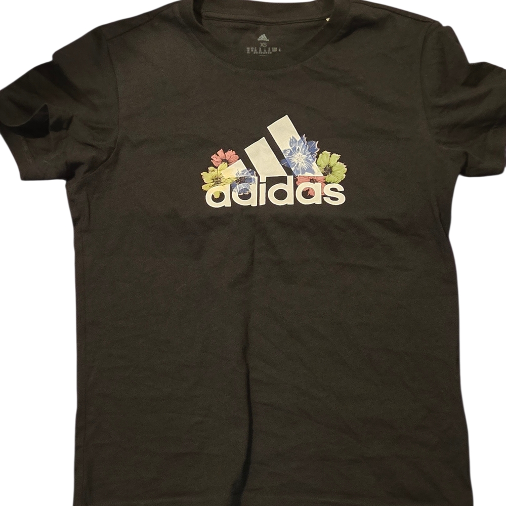 Adidas Men's Black Tee with Colorful Floral Design - Picture 3 of 5